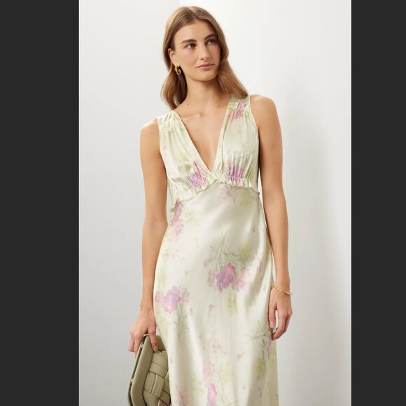 NWT Loveshackfancy Suniva Silk Floral Midi Dress - Picture 4 of 14